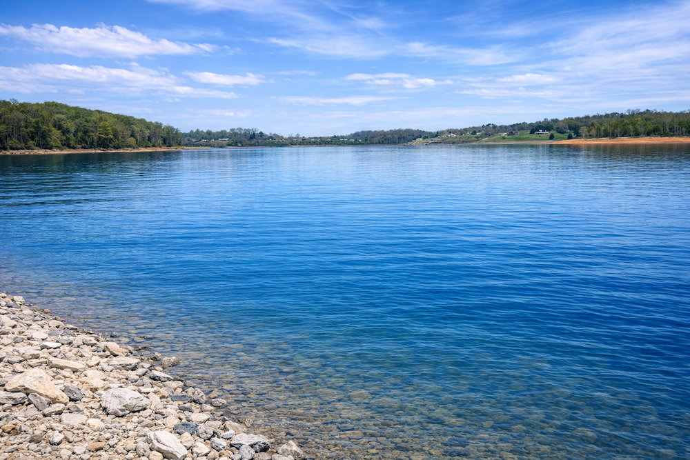 East Tennessee lakefront property with mountain scenery East Tennessee lakefront property with mountain scenery